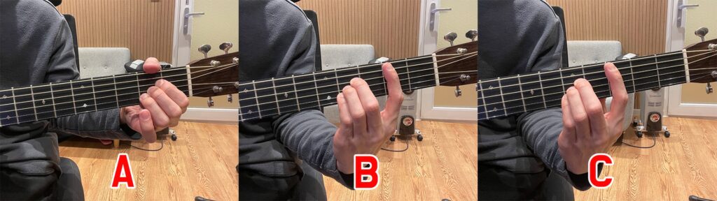 5번 줄 근음 하이코드의 핵심인 A 시스템 코드 폼