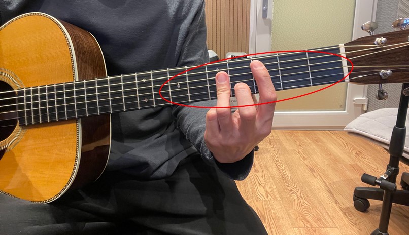 5번줄 루트의 C 코드로 시작할 때 연주 구역 이미지