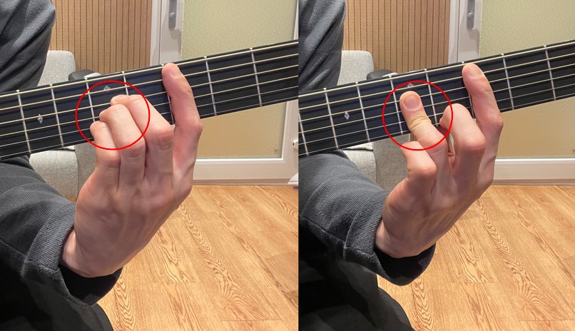 5번줄을 루트로 하는 코드폼의 손모양 이미지