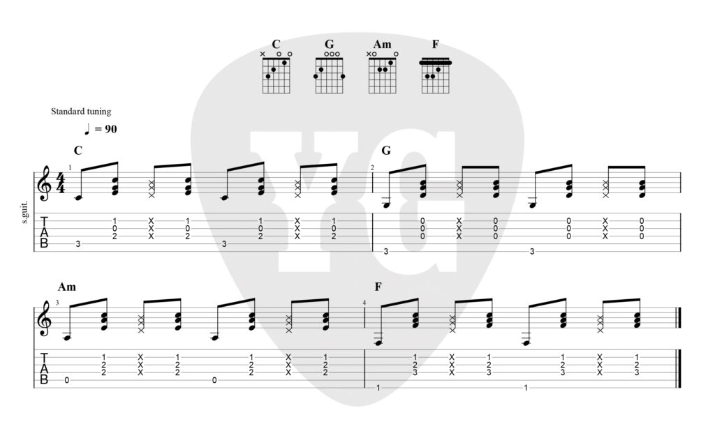 퍼커시브 주법 연습 악보 이미지