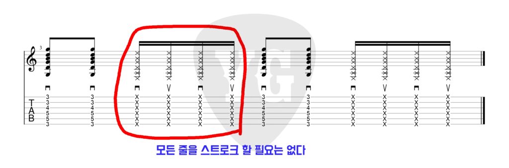 왼손 컷팅 연습 타브 악보